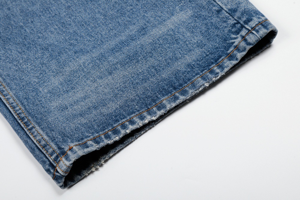 Men's High Street Trendy Ripped Washed Distressed Jeans Loose Fitting Casual Straight Leg Versatile Wide Leg Pants_mkmklike.com
