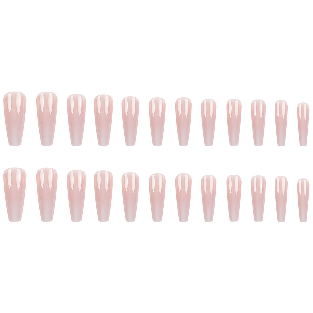 Comercio exterior mejor vendido desnudo gradiente desgaste de uñas largas ballet brillante manicure 24 piezas de uñas falsas de estilo europeo y americano
