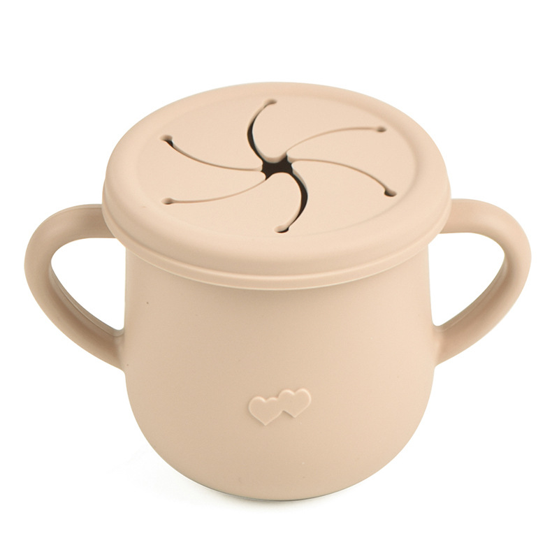 Silicona de grado alimenticio para niños snack Cup mango binaural portátil resistente a la caída con taza de paja de bebé taza de bebida de silicona