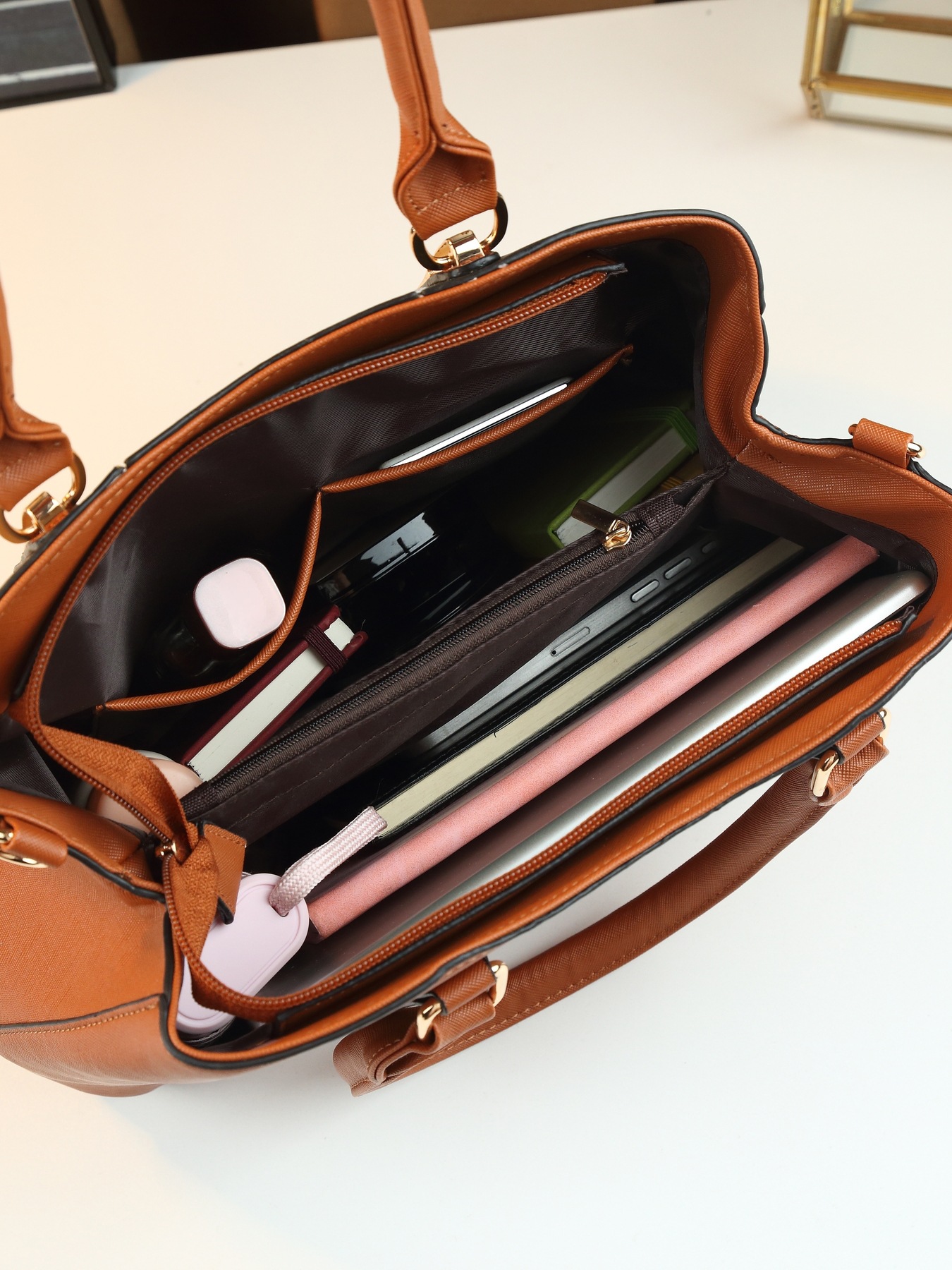 Modische Damen Handtasche Im 4-teile-set Mit Farbblock-design_voghion.com