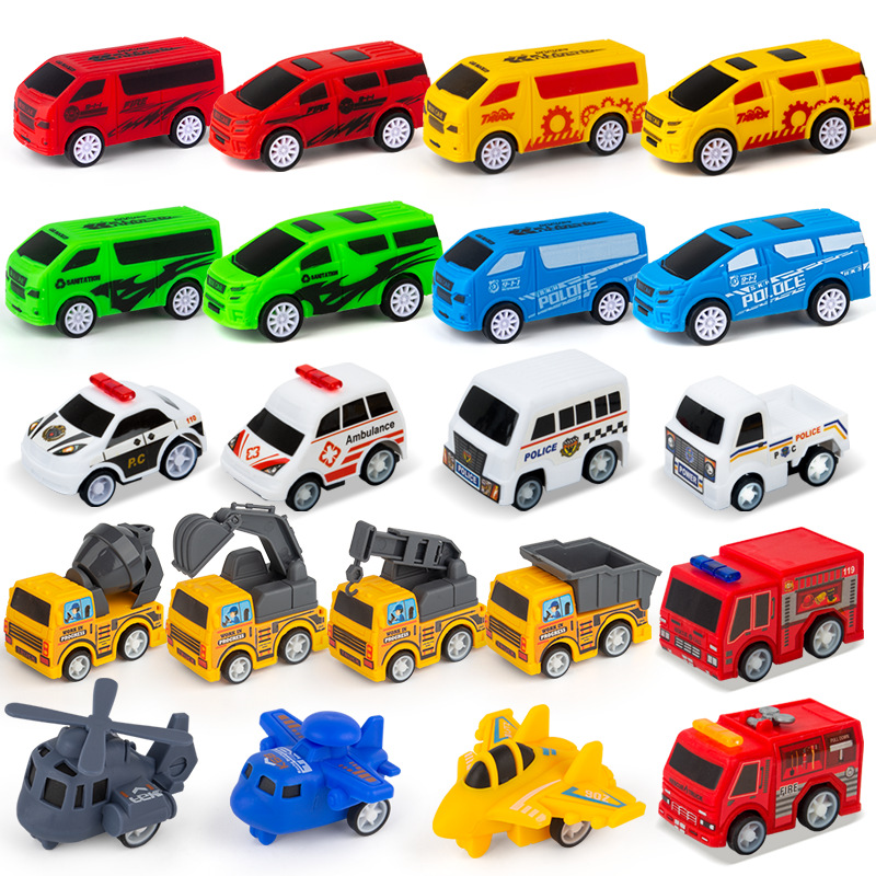 儿童回力惯性小汽车男女孩飞机工程消防模型套装批发迷你交通玩具