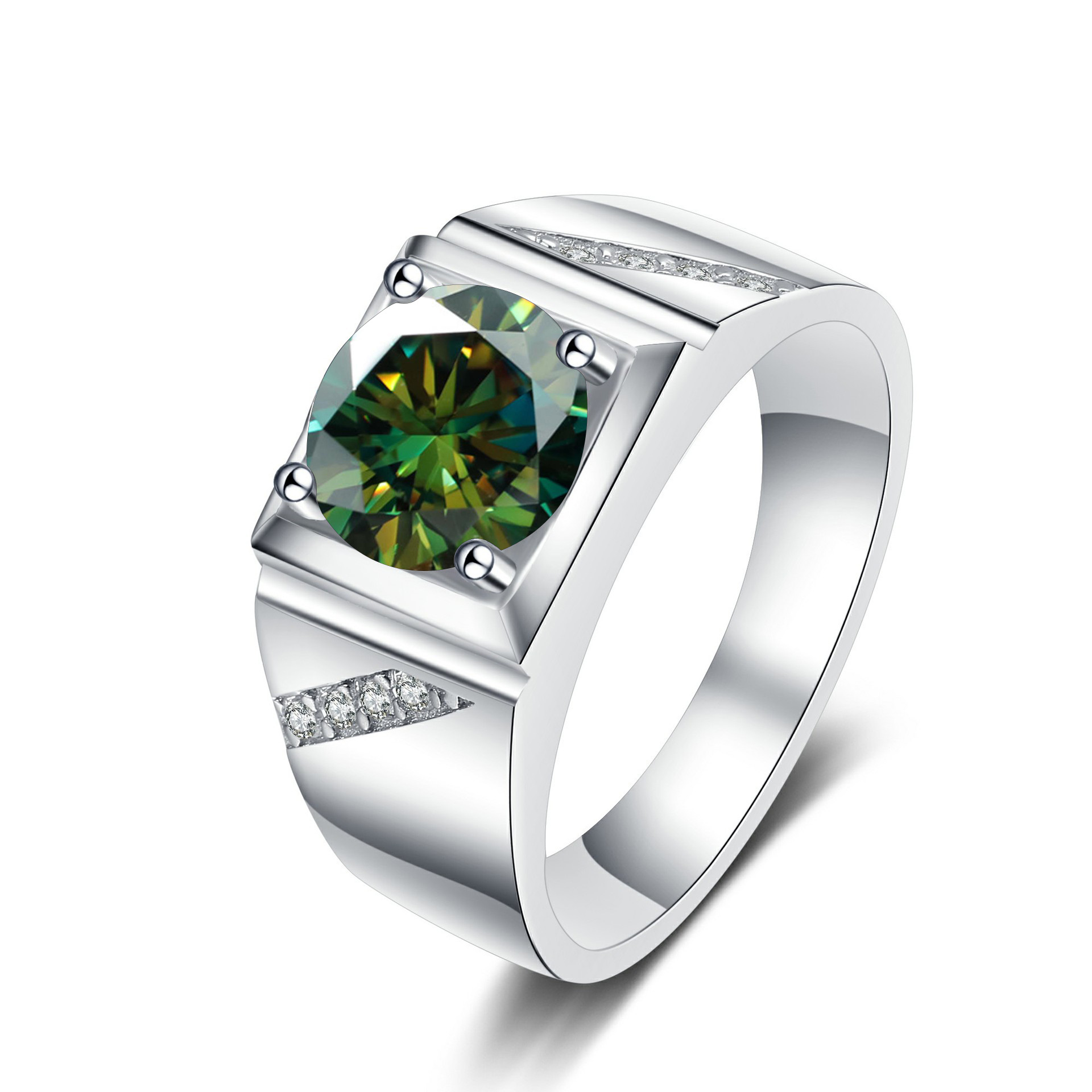 Ventas transfronterizas calientes de 1 quilate 2 quilates anillo de piedra de mosaico colorido psíquico de piedra de mosaico anillo de matrimonio masculino vibración directa