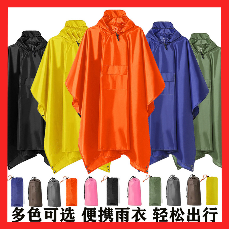 Foreign Trade Poncho Raincoat Three-In-One Poncho Tarpaulin Ground Mat Multifunctional Heavy Rain Protection One-Piece Raincoat Cross-Border Wholesale