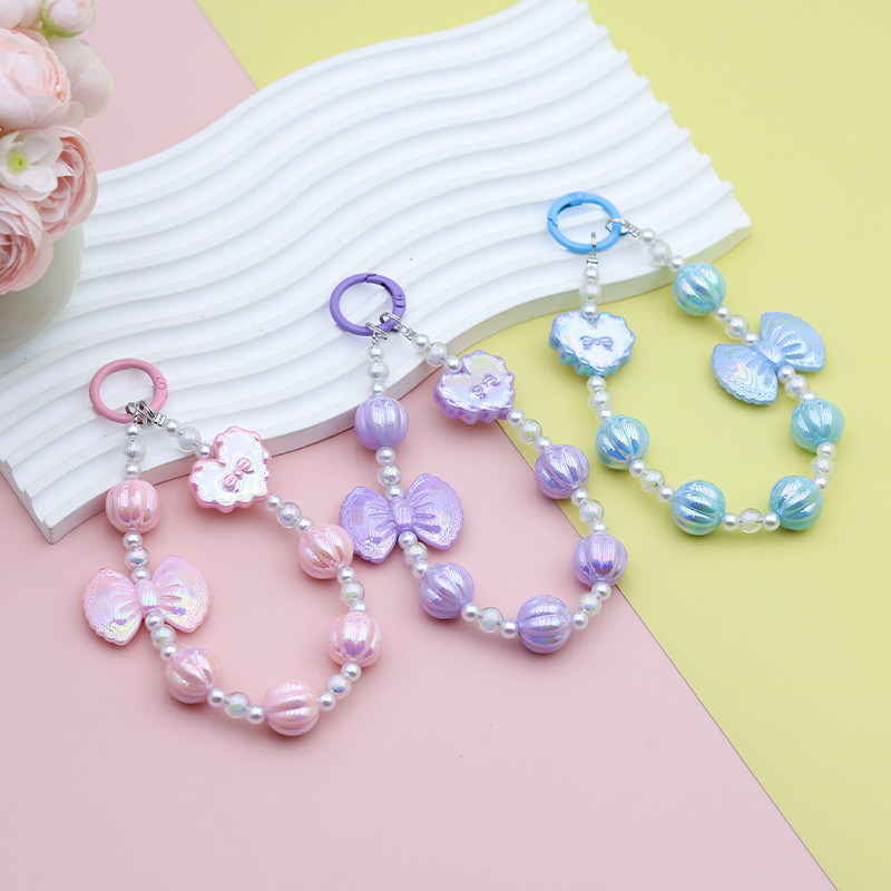 2025 caliente dulce color macarón amor llave decoración arco de ensueño bolsos colgante cadena de teléfono móvil