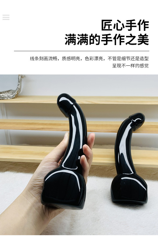 天然黑曜石雕刻打磨原石水晶按摩棒 图 3