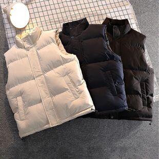 Spring and Autumn 2024 New Large Size Fat mm Vest Women's Stand Collar Cotton Clothes Thickened Waistcoat Vest Warm Vest Jacket Men