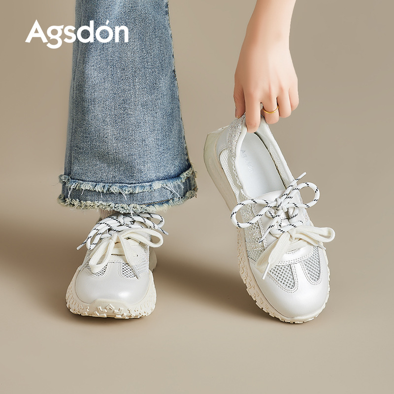 Augustion Little White Shoes Mujer 2025 Nuevo verano delgado malla hueca Forrest zapatos de entrenamiento zapatillas de suela gruesa