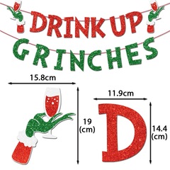国境を越えたクリスマスパーティーの旗飾りセット完成品クリスマス英語クリエイティブグリーン奇テーマバナーペンダント