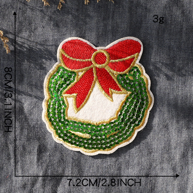 コンピュータ刺繍マーククリスマススパンコール雪だるまダウンジャケット補修破れ穴パッチ装飾デカール刺繍布パッチ|undefined