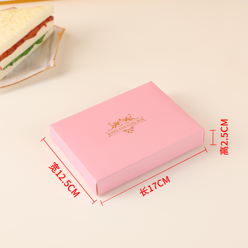 Cuchillo y tenedor caja de pastel de cumpleaños cubiertos cajas de papel una vez cuchillo y tenedor caja de vela se puede personalizar estampado