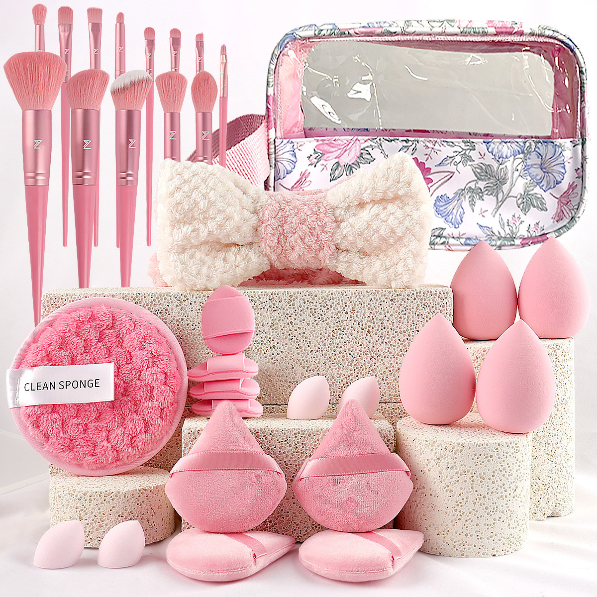 Juego de 32 piezas de herramientas de belleza con bolsa de cosméticos