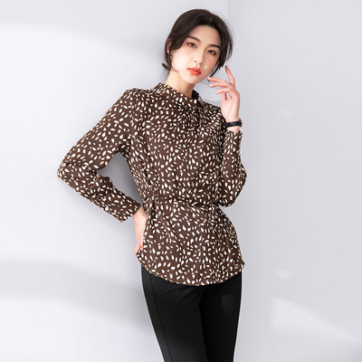 碎花打底衫法式气质衬衫百搭洋气内搭雪纺衫女装春季气质花色上衣
