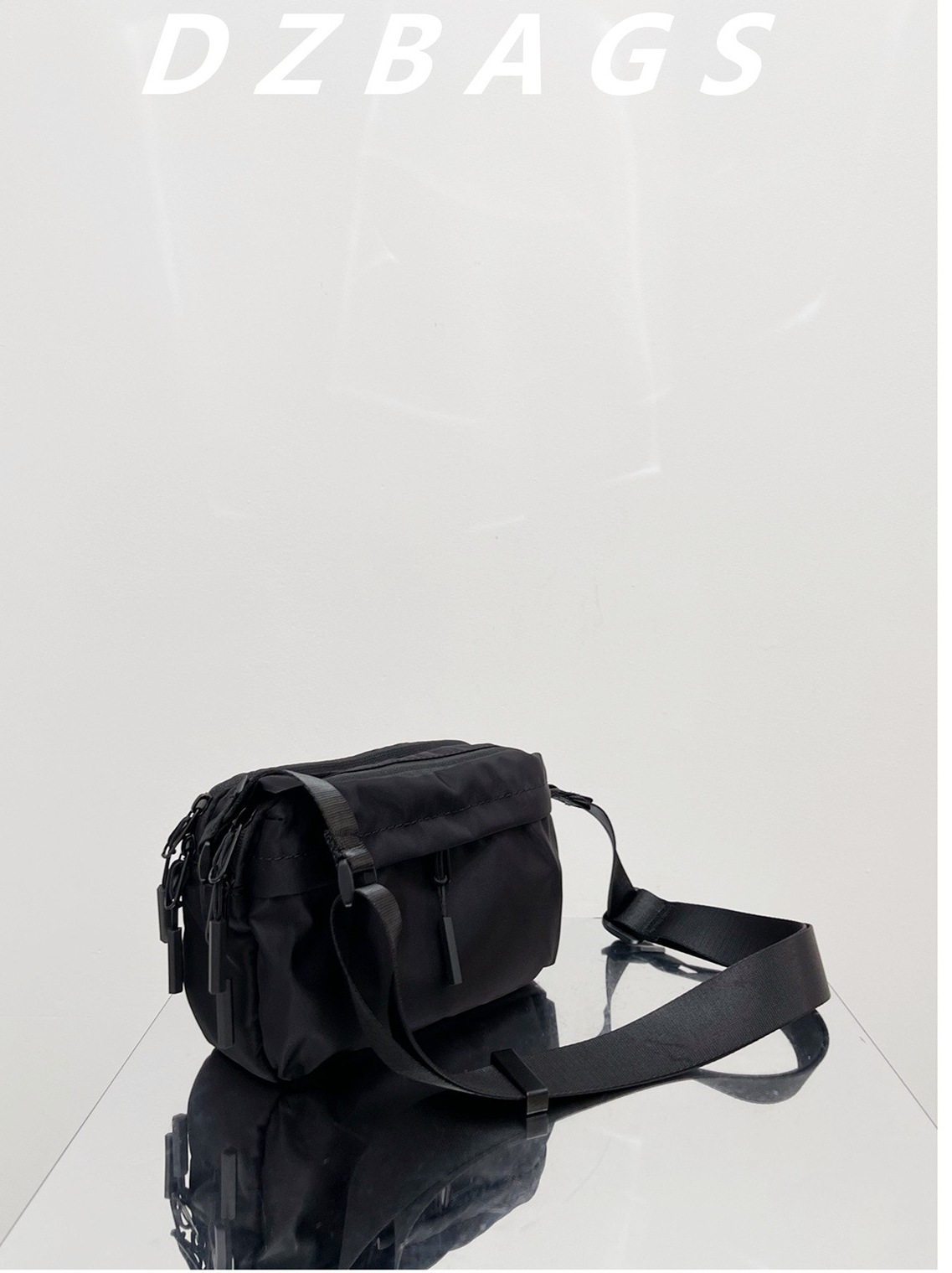 Pocket waterproof ultra light nylon black one-shoulder bag for men…