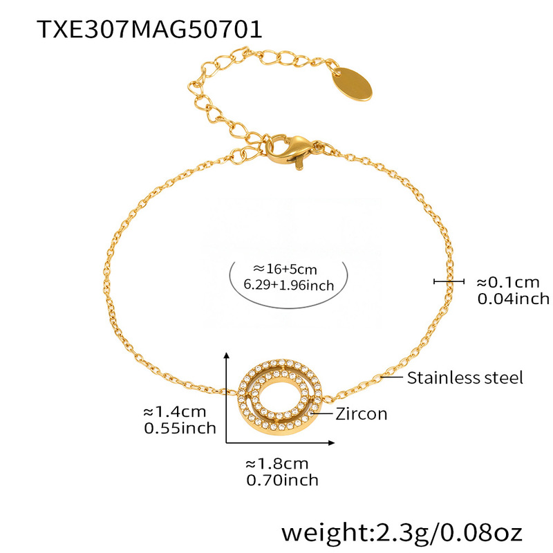 Mili スーパーフラッシュ 5A ジルコンサークルペンダント鎖骨ネックレスブレスレットインニッチデザインステンレス鋼新セット|undefined