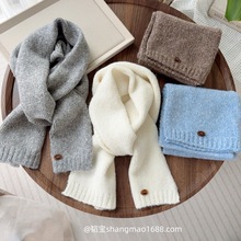 韩国纯色羊绒软糯儿童围巾秋冬高级感男女童穿搭防风围脖保暖洋气