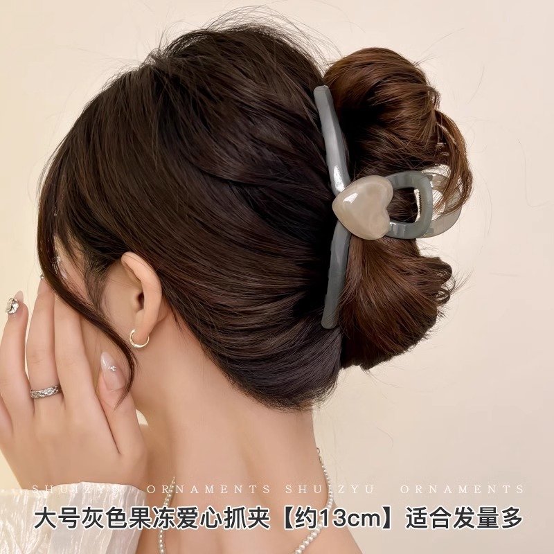De alta calidad de felpa marrón horquilla hacia atrás cabeza clip de pelo tocado femenino otoño e invierno Gran Tiburón peludo horquilla