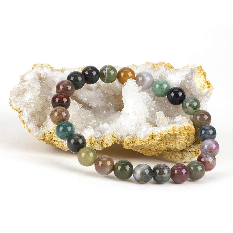 Cross-Border Fashion Beaded Crystal Bracelet, Natural Stone Light Luxury Niche Jewelry, Colorful Artistic Retro Bracelet