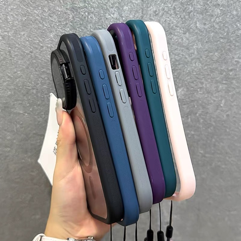 Apple 17 携帯電話ケース iPhone16promax レンズフィルムスタンド付きフリップカバー 透明 磁気吸着 落下防止 シンプル|undefined