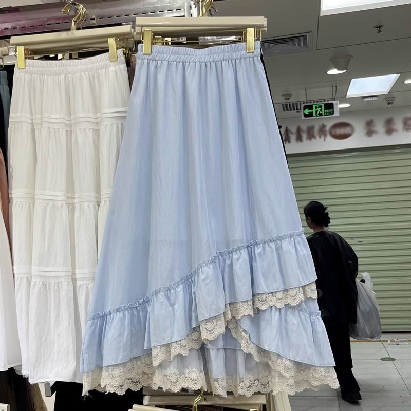1.0-150kg Plus Size Lace Trim Skirt for Women, Summer Loose Fit, Unique and Stylish A-Line Mid-Length Skirt for Plus-Size Women 1.0-150kg Plus Size Lace Trim Skirt for Women, Summer Loose Fit, Unique and Stylish A-Line Mid-Length Skirt for Plus-Size Women
