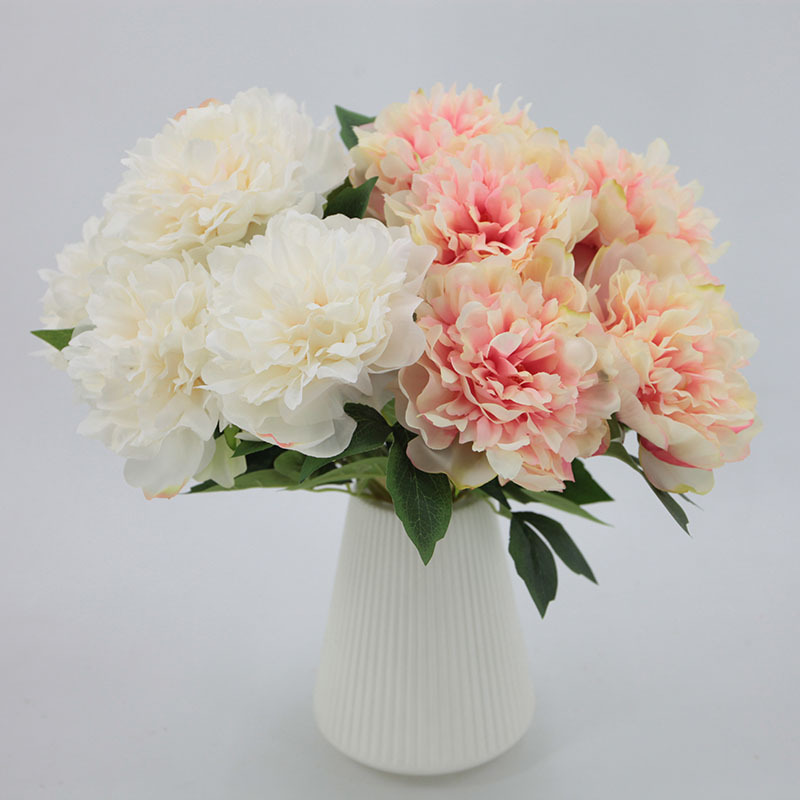 Artificial grande 5-cabeza Peony Flower Home Dress Up falso flor de la boda de tiro de la flor de seda chino peonía mango paquete al por mayor