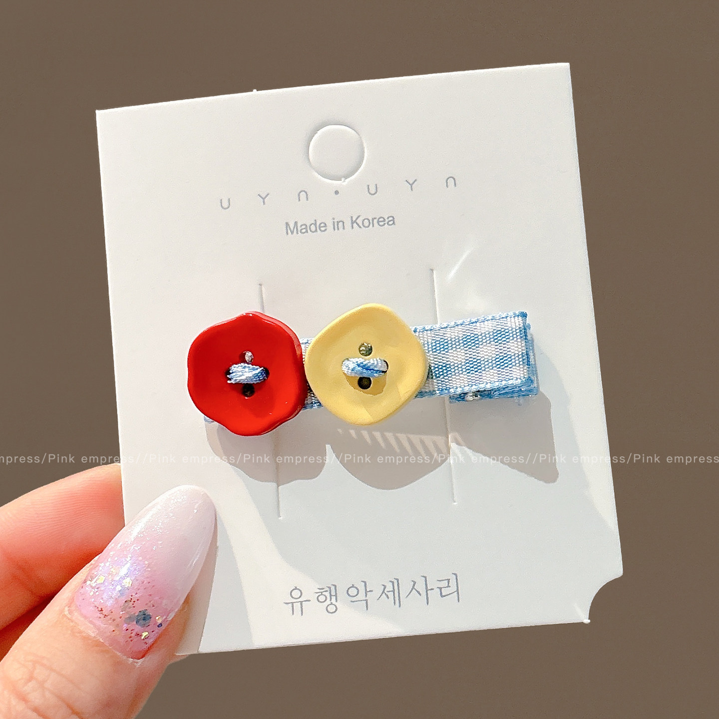 1# button hair clip [double button, single piece] approximately 4.5cm
