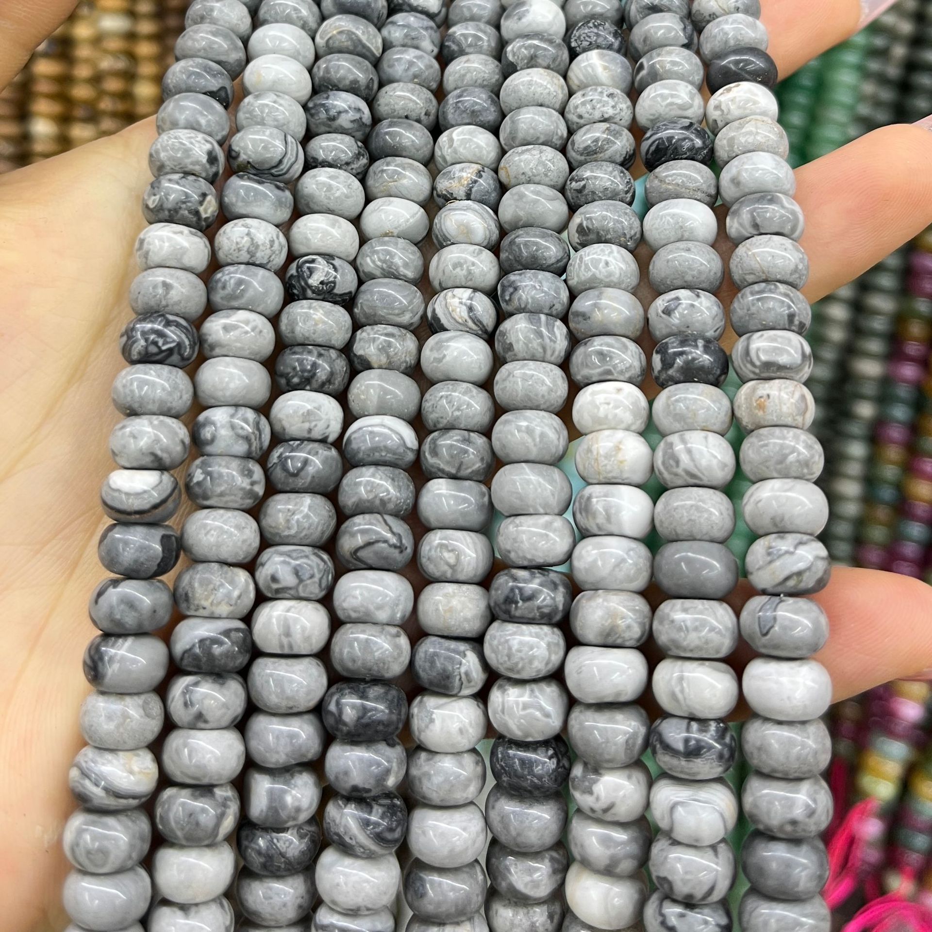 Piedra natural 5 * 8 Abaco Piedra Shoushan DIY accesorios de joyería collar de cuentas separadoras cuentas de posicionamiento cuentas al por mayor