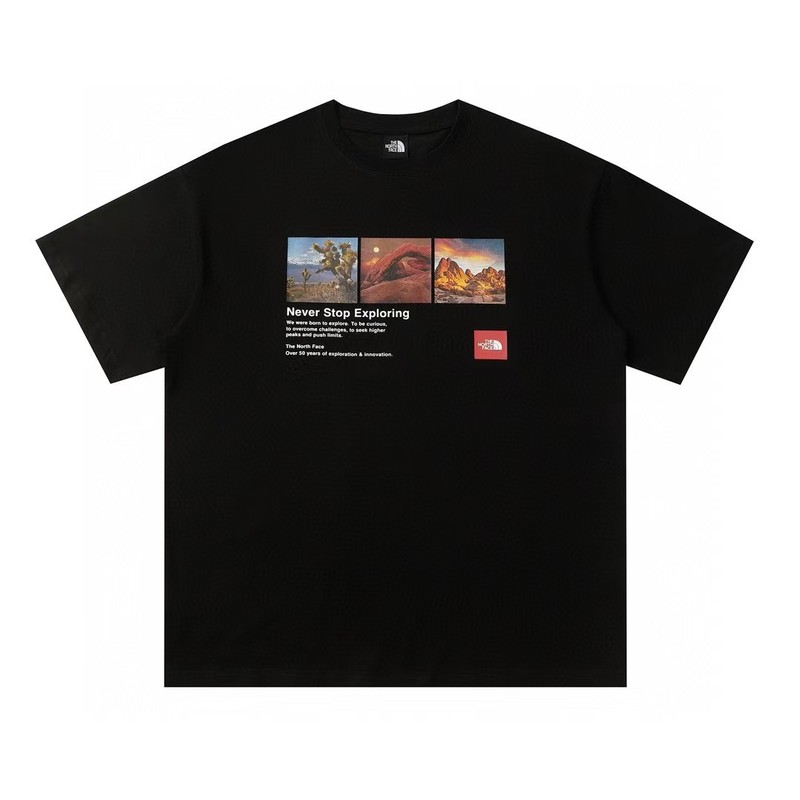 NTノースフェイスの純綿Tシャツの正しいバージョン、男性と女性用、カップル向けの同じスタイル、トレンディなプリント、幅広で多用途、カジュアル半袖|undefined