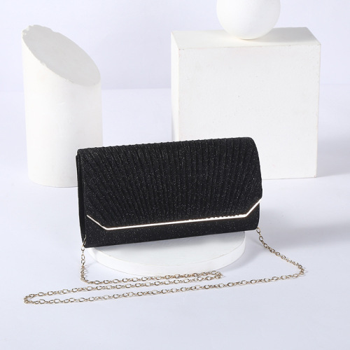 European and American Diamond-Studded Glitter Evening Handbag Solid Color Women's Top Handle Bag Square Bag Single Shoulder Crossbody Evening Bag