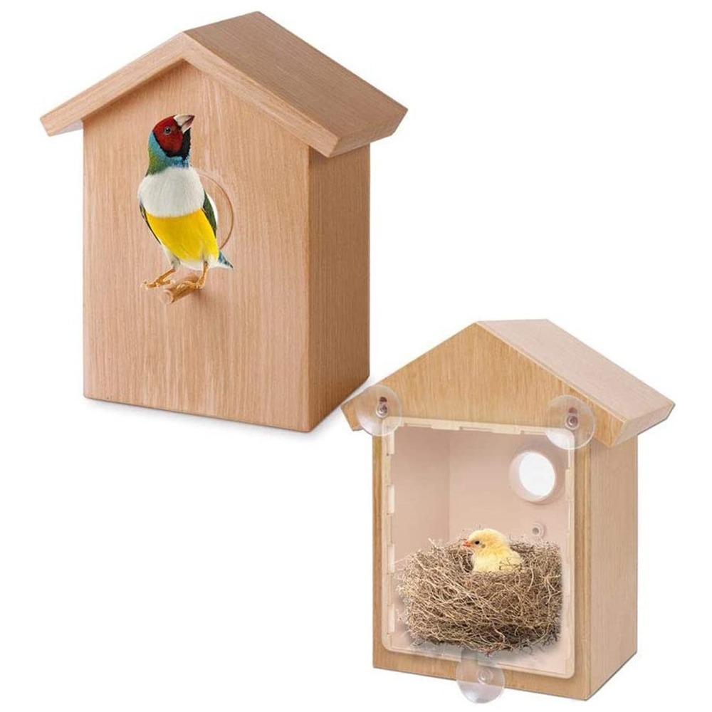 Nido de pájaros de plástico transfronterizo al aire libre, pájaros de pájaros, decoración de ventanas de jardín con ventanas de vaso, nido de pájaros, pájaros