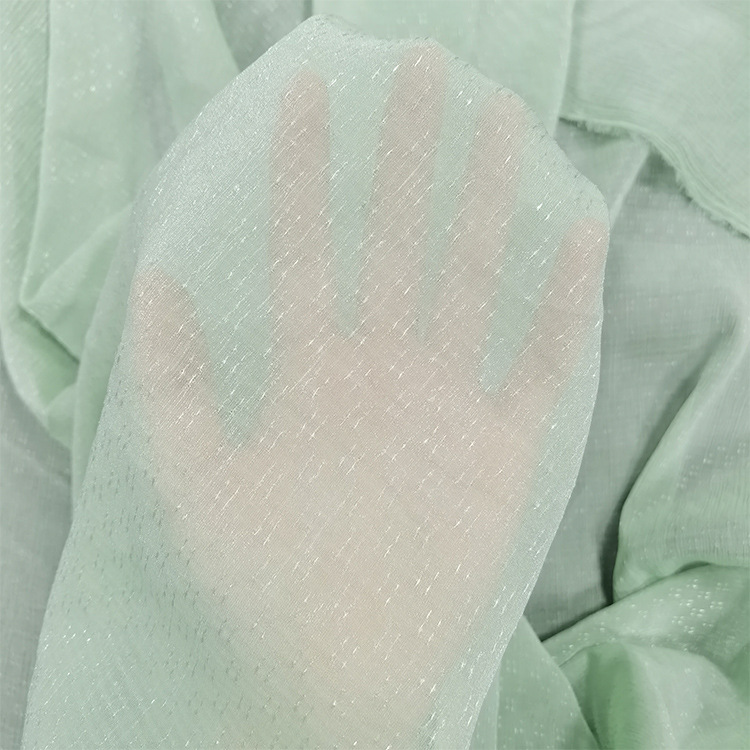 星星绉欧根纱 欧根纱面料雪纺闪光肌理褶皱硬挺汉服大袖衫