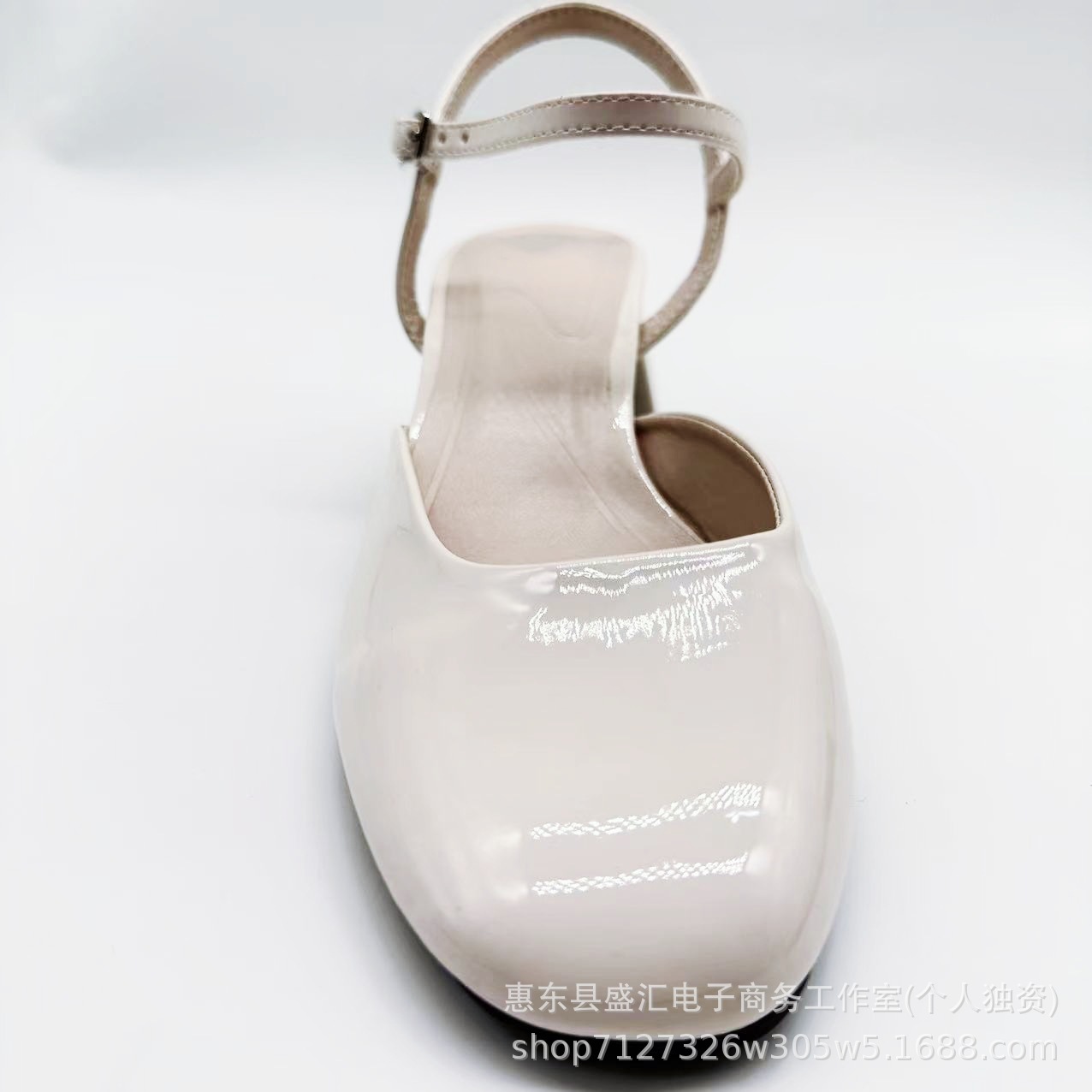 ZA2023 primavera y verano nuevos zapatos de mujer de Punta cerrada boca baja beige negro charol tacón grueso Mary Jane zapatos de ballet zapatos