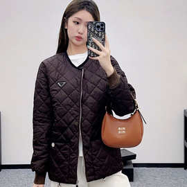 高版本【深圳南油】PD三角菱格圆领夹克棉服外套拉链设计宽松男友