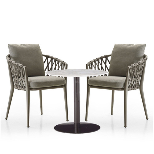 Outdoor table and chair courtyard garden outdoor aluminum rattan chair set of three for boutique hotel cafe and restaurant woven rope chair