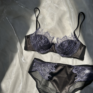 French Style Eyelash Lace Sexy Hollow Underwear Women's Soft Steel Ring Thin Cotton Push-up Anti-sagging Women's Bra Bra
