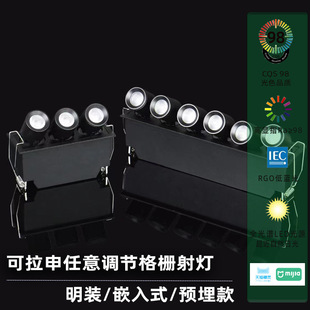 Full spectrum grating lamp telescopic line lamp 360 degree rotating embedded anti-glare multifunctional combination spotlight