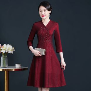 2021 New High-end Autumn Dress Happy Mother-in-law Wedding Banquet Cheongsam dress High-end Young Mother Dress