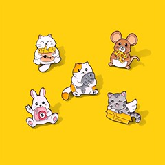 卡通精美動物金屬胸針可愛貓咪老鼠兔子造型扣針衣服背包徽章批發