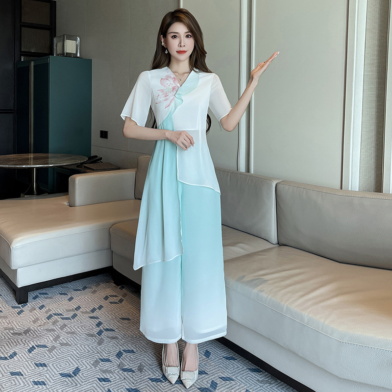 New Summer Foot Bath and Pedicure Technician Beautician Work Clothes Chinese Style Ear Picking Spa Club Health Center 784