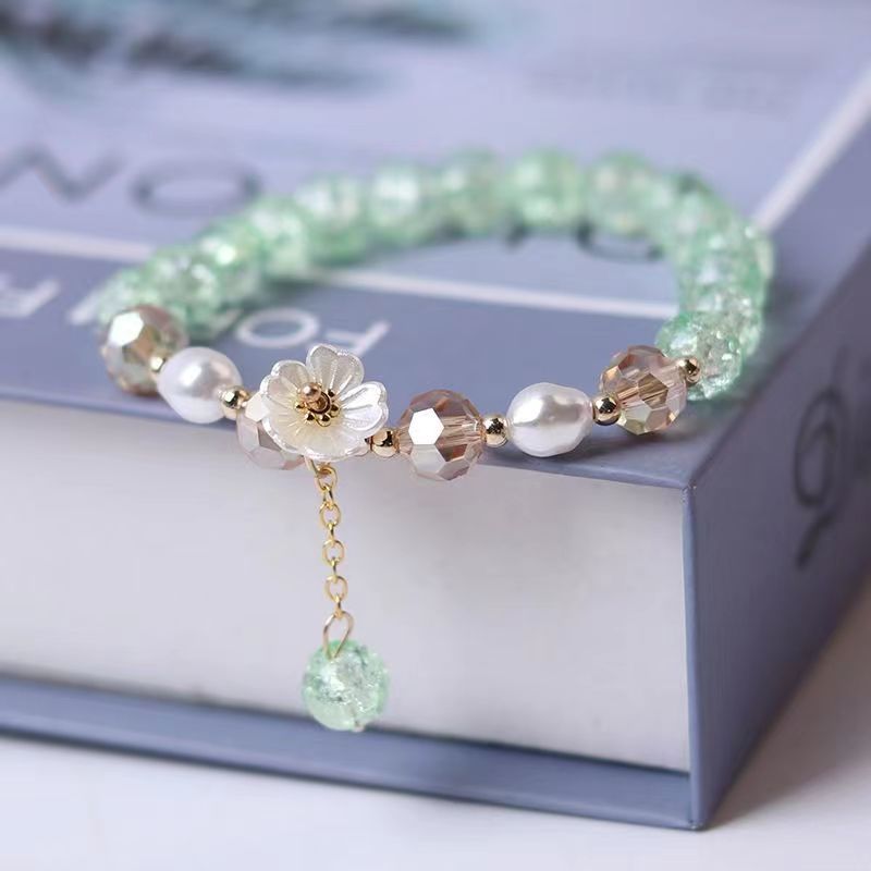 Wholesale Jewelry Sweet Heart Shape Flower Artificial Crystal Beaded Bracelets display picture 2