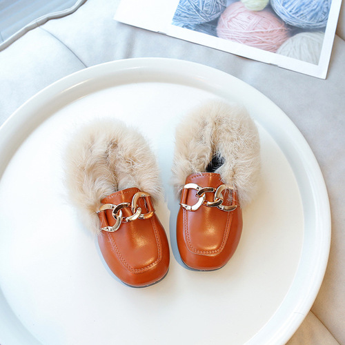 Baby Girl Mao Mao Shoes, Baby Cotton- lined Dou Dou Princess Shoes, Winter New Soft Sole Children's Cotton- lined Warm Shoes
