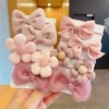 Children's hair rope, cloth with bow, cute hair accessory, ponytail, flowered, no hair damage