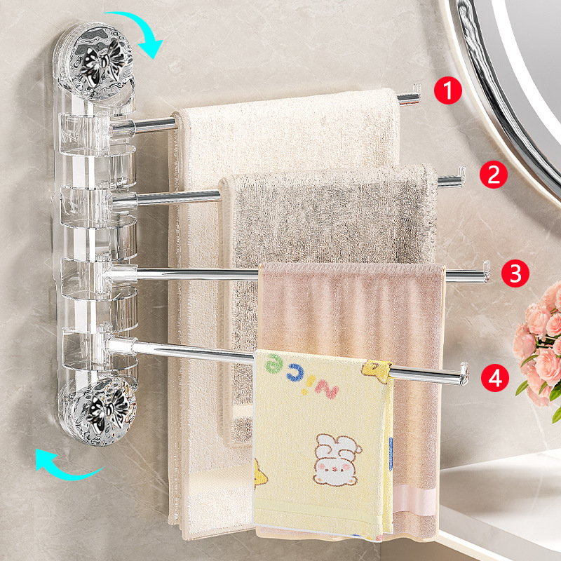 Ventosa toallero baño Punch-libre rotación multi-varilla de almacenamiento rack de baño Baño inodoro toalla bar image 3