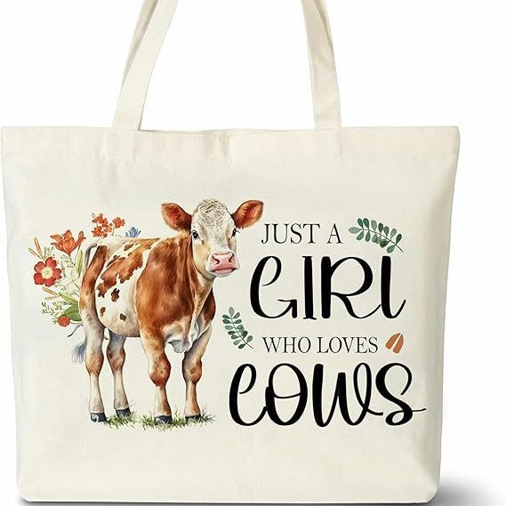 大容量创意卡通图案托特帆布包学生购物手提帆布袋