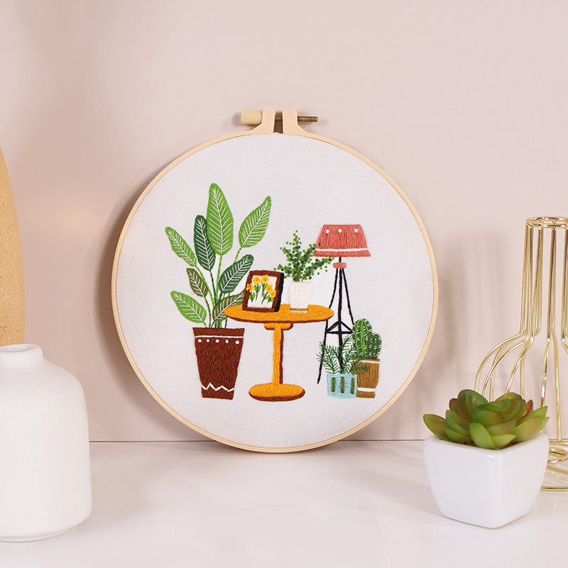 Nuevo paquete de material de bordado original DIY para el ocio en el hogar verde escenas de vida transfronterizas en inglés