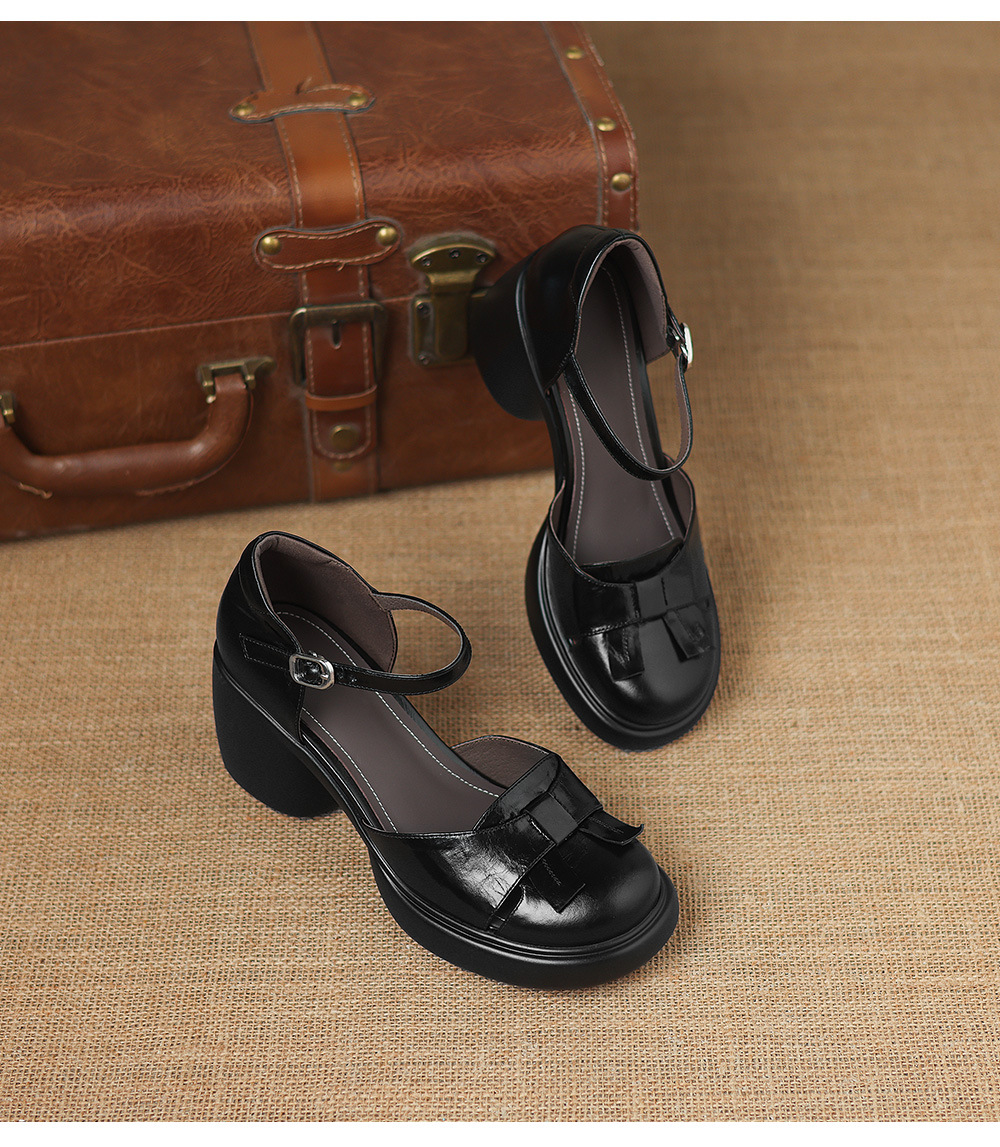 Sandal cao gót nữ mũi hở quai ngang gót vuông 7 cm — màu nâu chi tiết 17