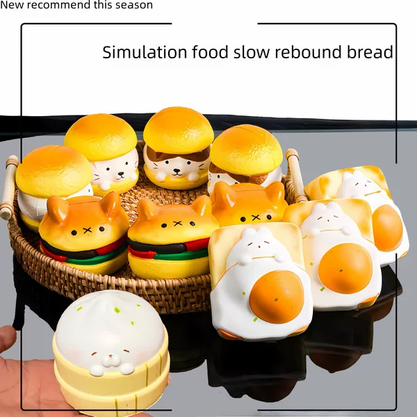 Xiaohongshu's Popular Pu Slow Rebound Toast Bun Pinch Food Toy Decompression Artifact Decompression Toy Pinch Music