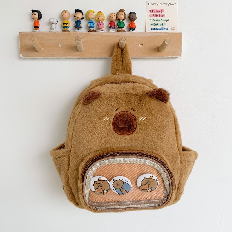Mochila de niña encantadora de dibujos animados de peluche para niños mochila de jardín de infantes nueva mochila de niñas Capibara ligera