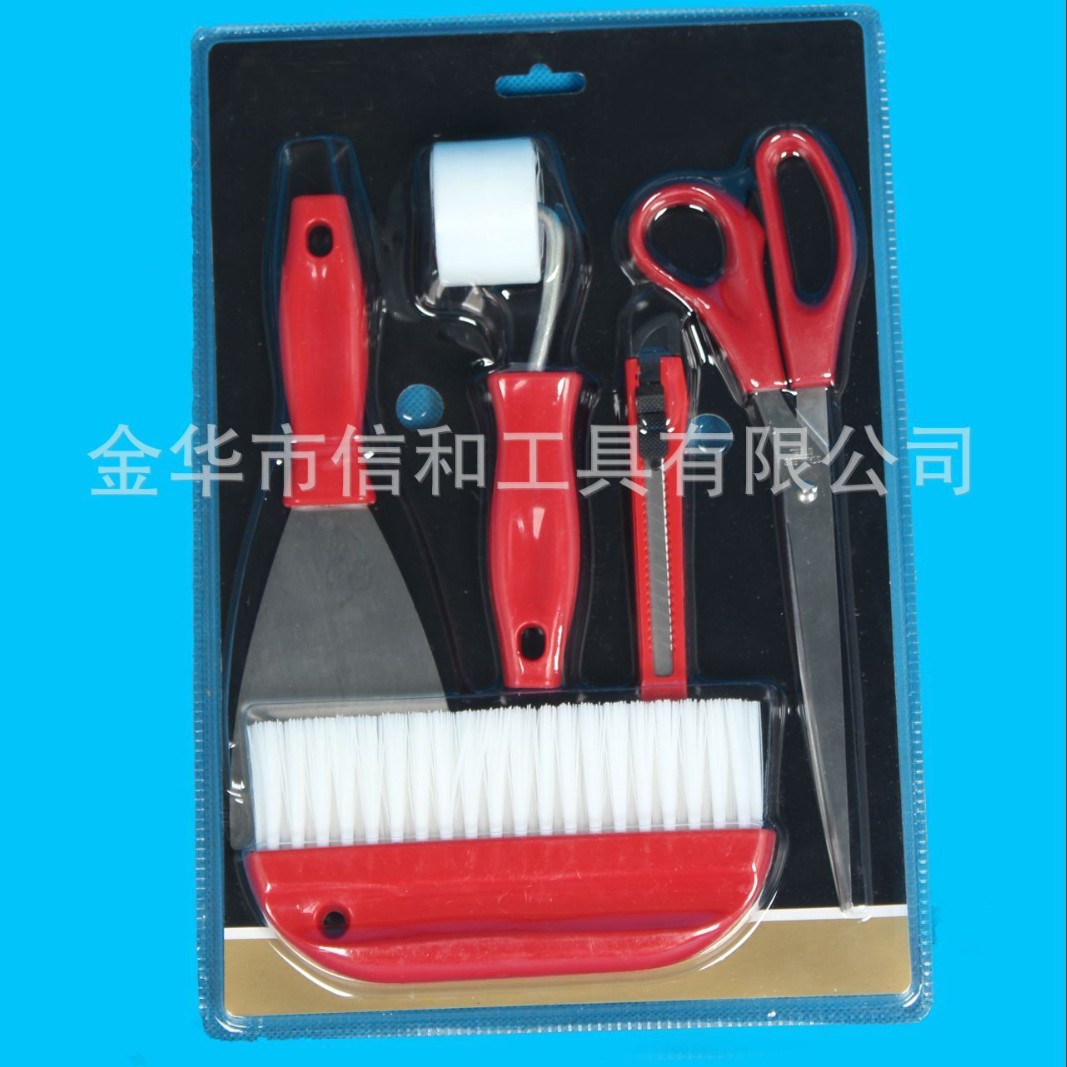 墙壁纸施工工具裁纸毛刷滚筒五件套不锈钢刮刀找平刮腻子美缝工具