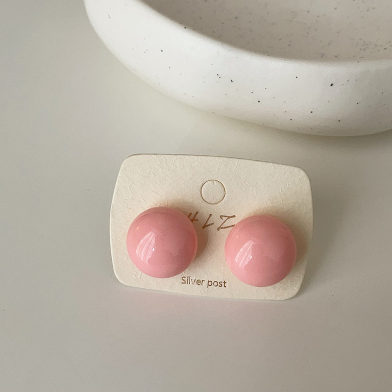 925 실버 바늘로 만든 대형 핑크 귀걸이