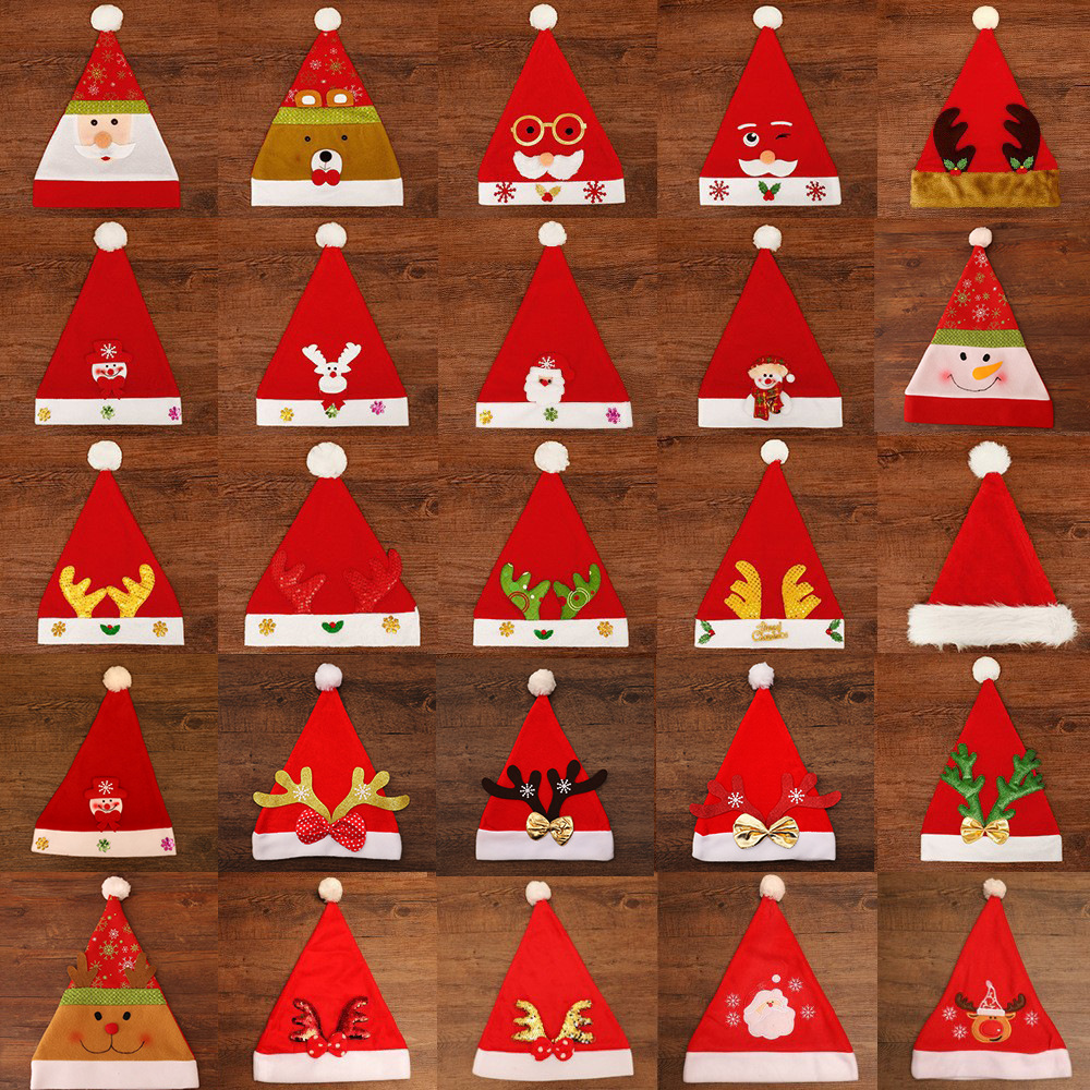Christmas hat for adults and children cartoon hat antlers old man snowman deer velvet dress up holiday gift hat Christmas decoration